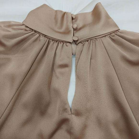 Zara satin champagne bronze long sleeve blouse with buttons. Size S - Picture 11 of 11